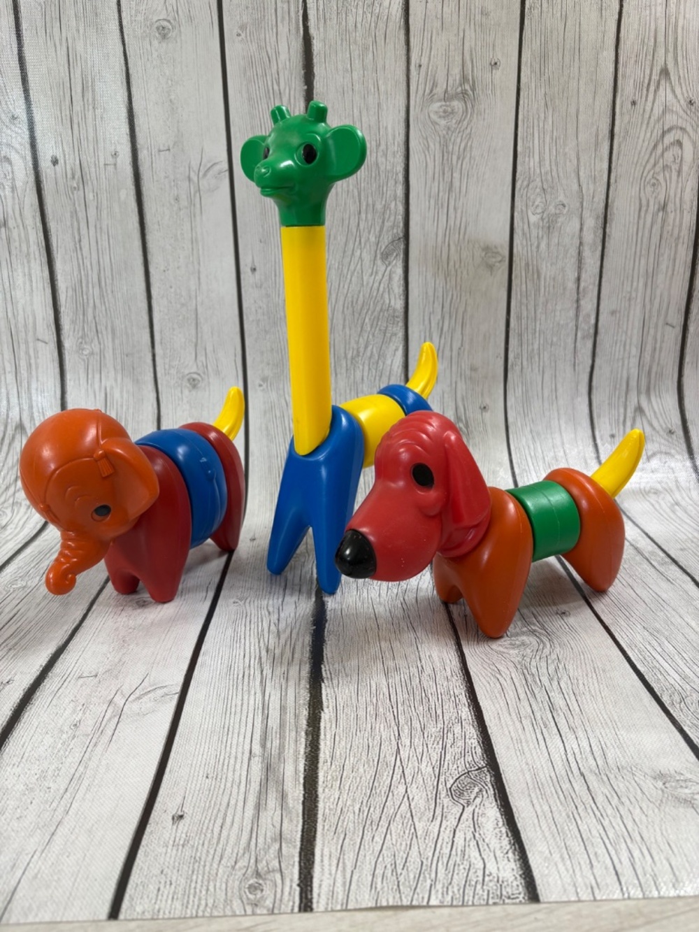 Vintage Tupperware Tuppertoys Zoo-It-Yourself Elephant Giraffe Dog Set - Picture 2 of 6
